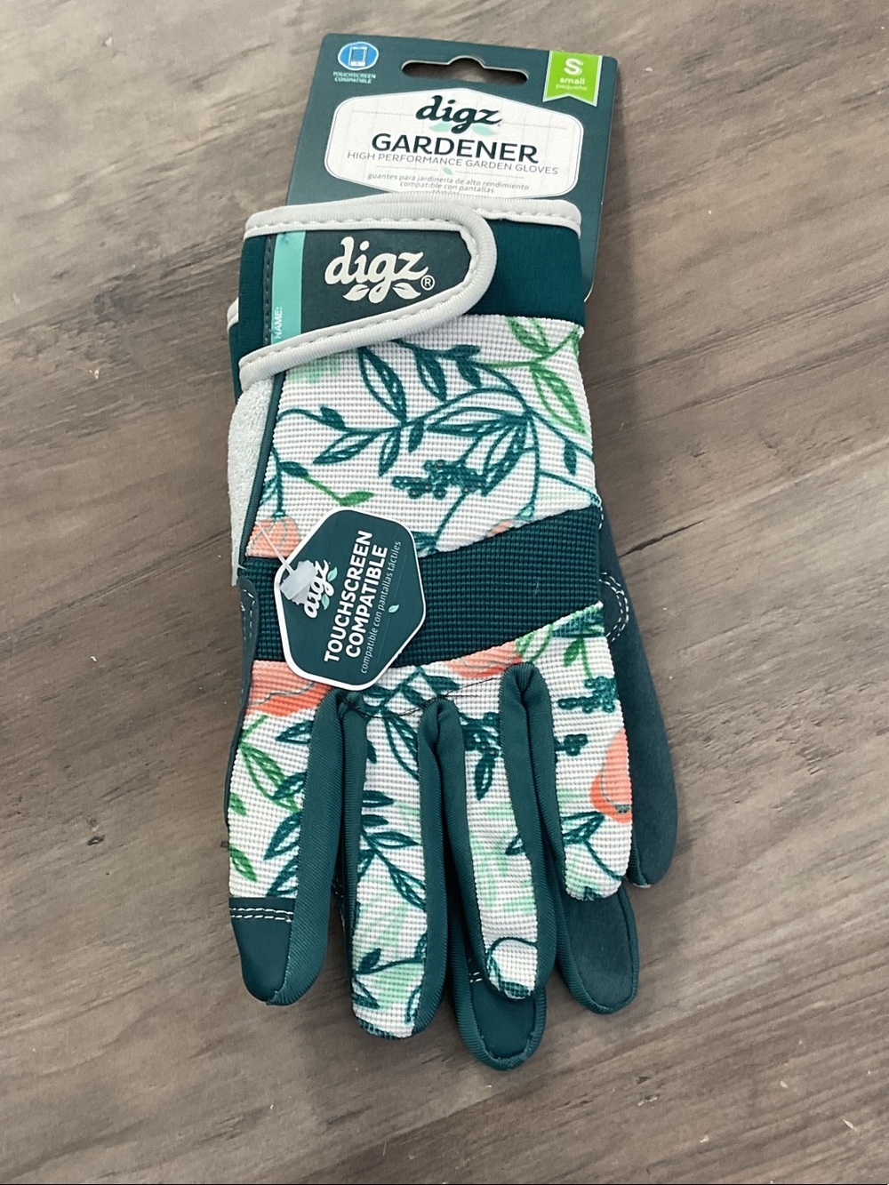 Women's Teal Floral Gardener Gloves - Small